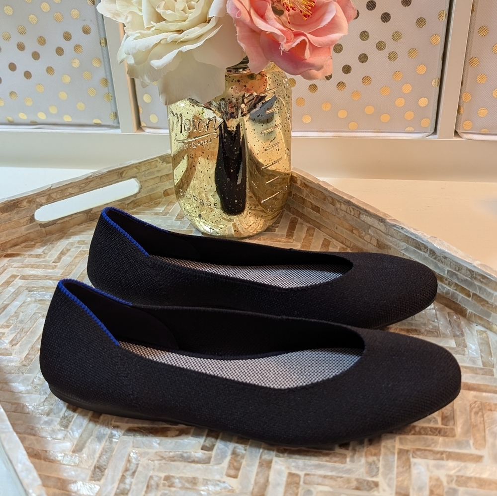 Rothy's Black Washable Sustainable Flats Ladies Size 9